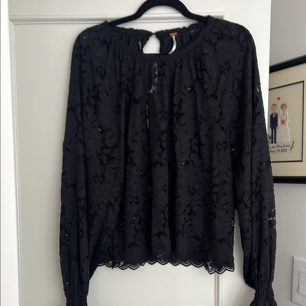 Free People Black Lace Blouse
